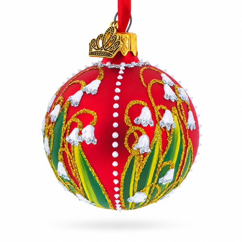 1898 Lilies of the Valley Royal Glass Ball Christmas Ornament 2.4 Inches