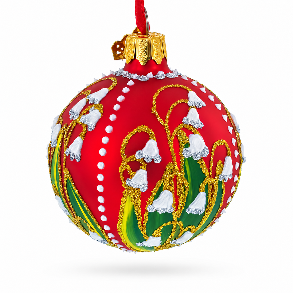 1898 Lilies of the Valley Royal Glass Ball Christmas Ornament 2.4 Inches