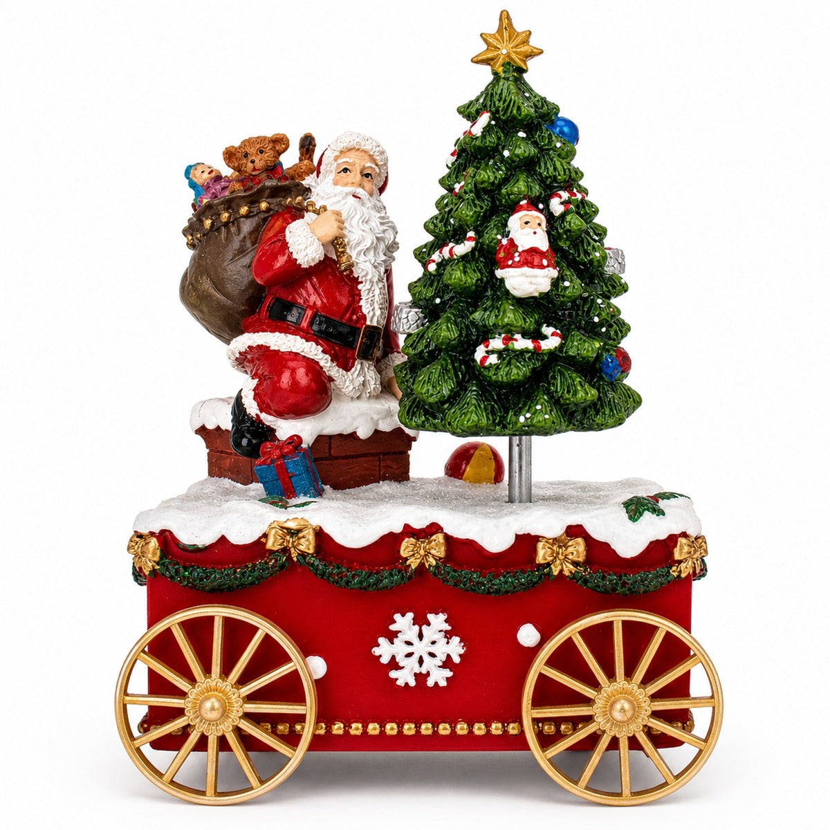 Spinning Christmas Tree Musical Box on Wheels