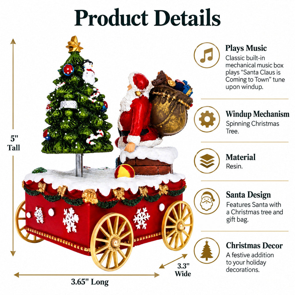 Spinning Christmas Tree Musical Box on Wheels