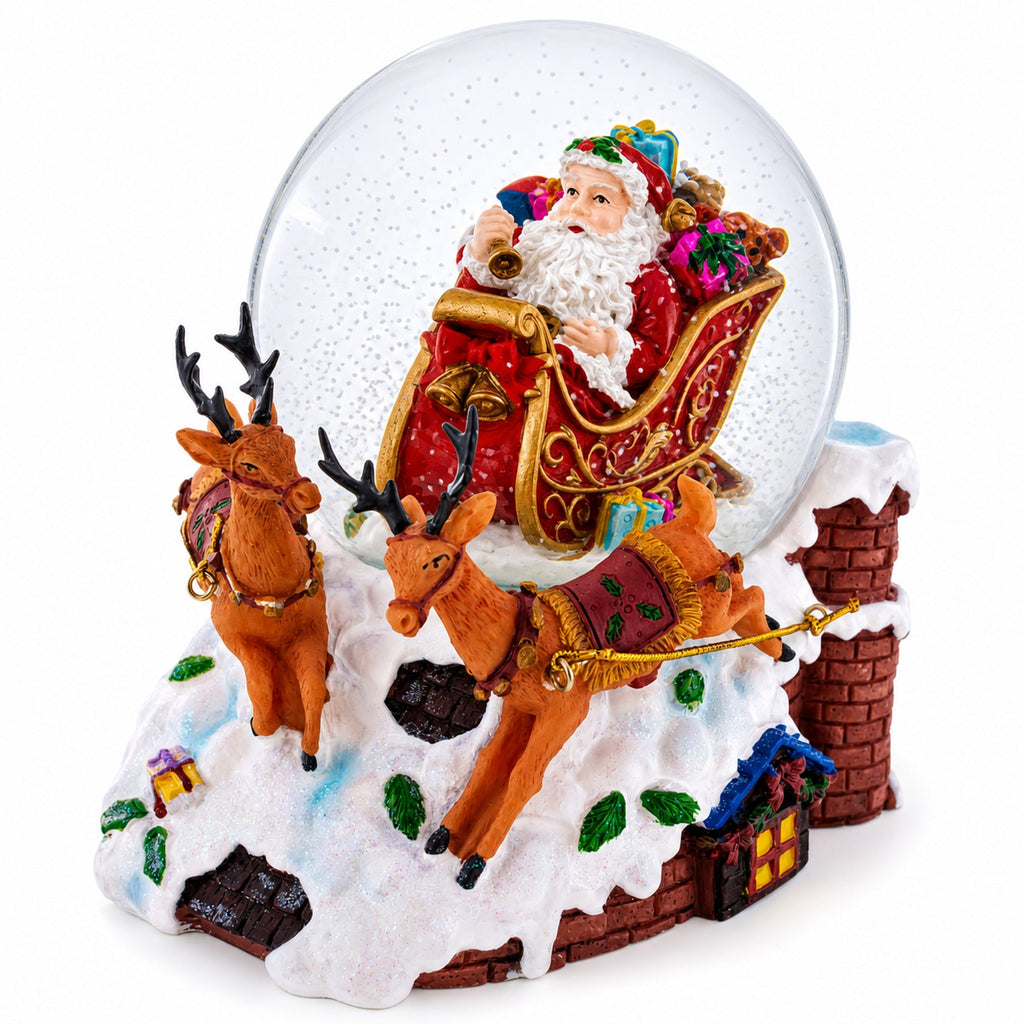 Santa Delivering Gifts Musical Christmas Water Snow Globe