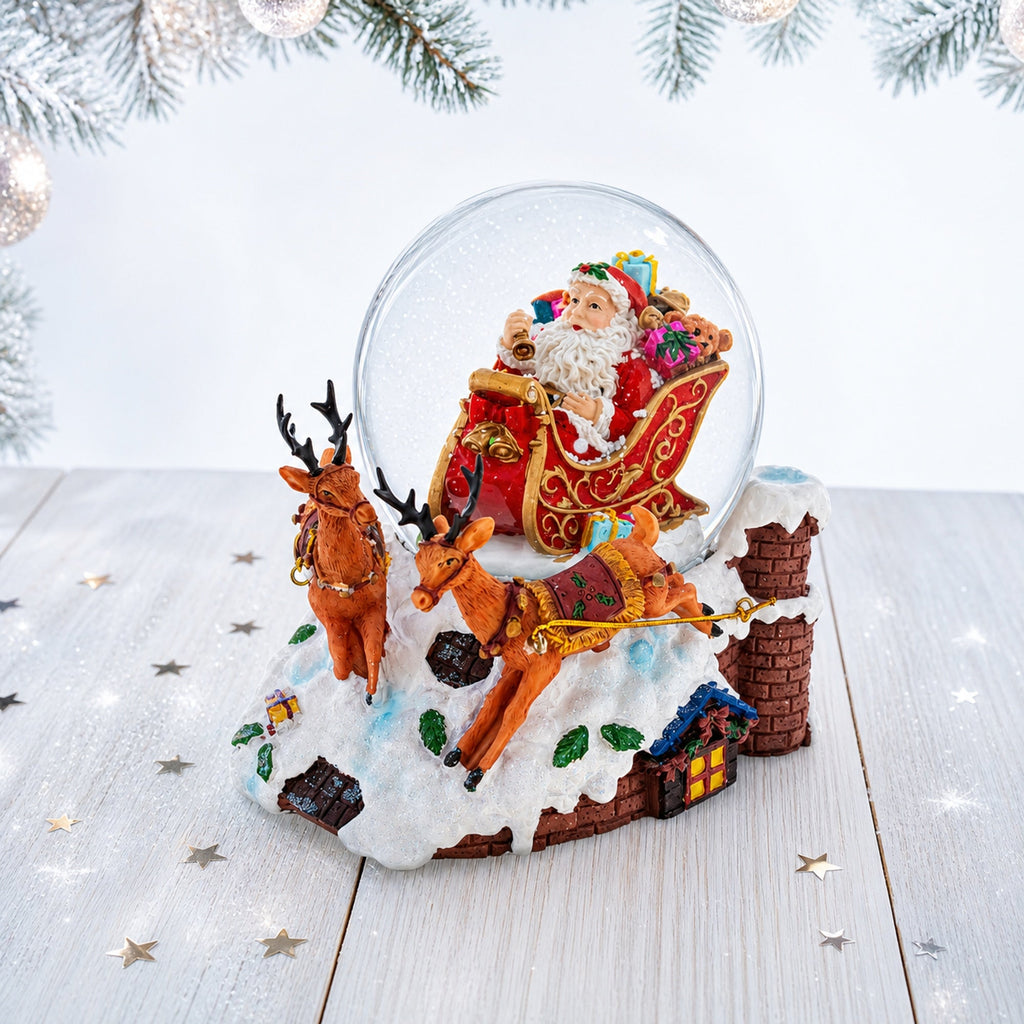 Santa Delivering Gifts Musical Christmas Water Snow Globe